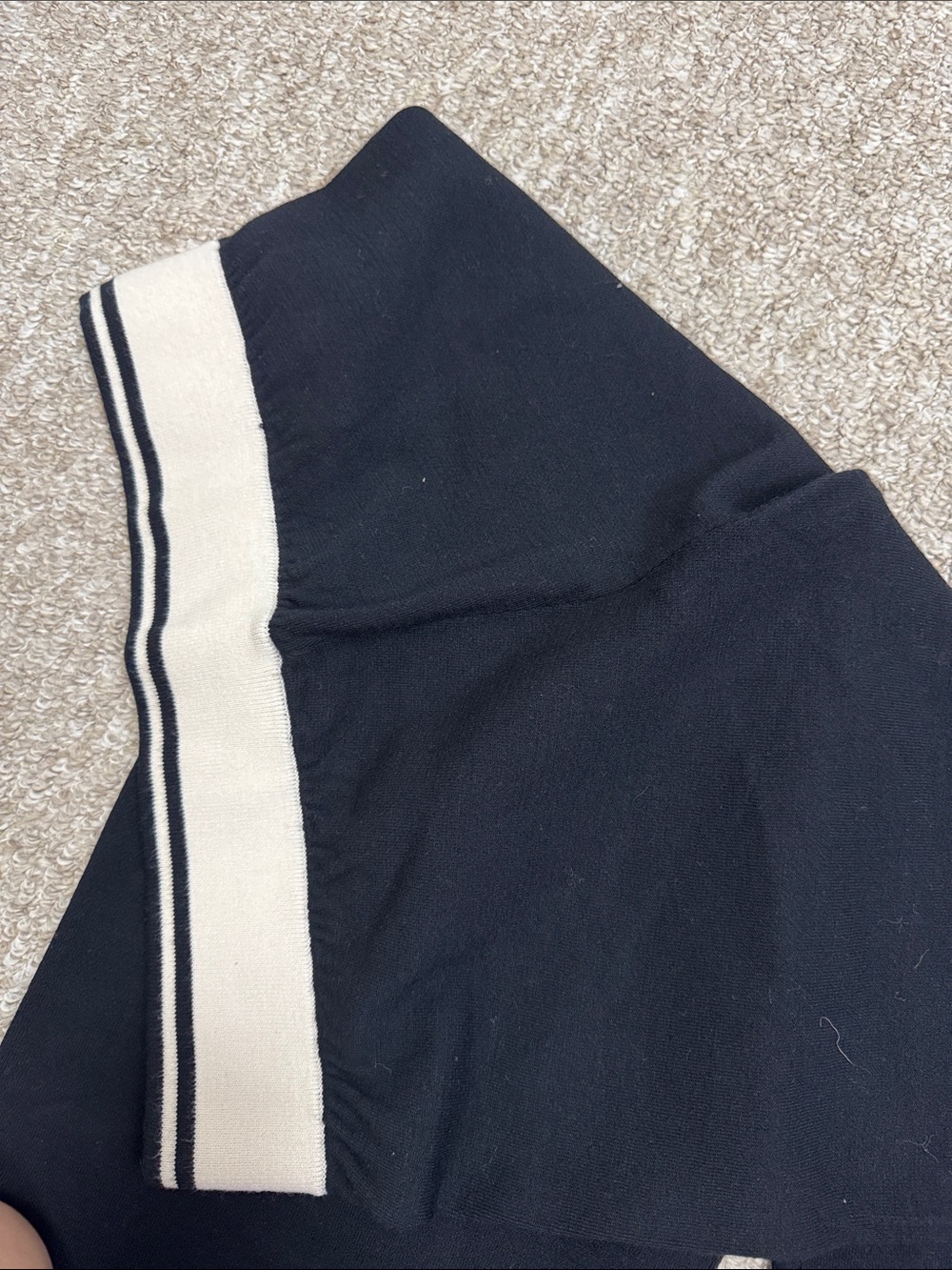 Diadora Black Wide-Leg Knit Pants with White Trim Waistband - Picture 2 of 3